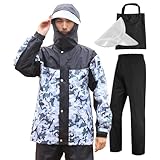 [三和雨] レインコート メンズ バイクレインウェア 自転車 レインスーツ 上下セット【高防水・二重つば・反射シート・透湿】 カッパ 作業用 雨合羽 通勤 通学 男女兼用 収納袋付き