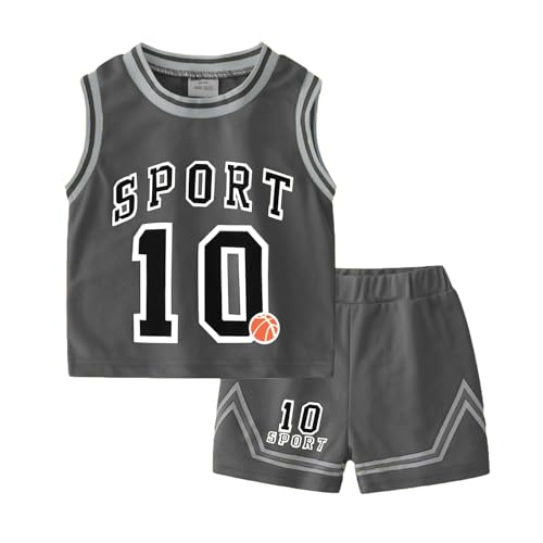 Image of Volunboy Kids Sports Shorts Sets Boys Jerseys Tracksuit 2 Piece Basketball Performance Tank Top and Mesh Shorts Set
