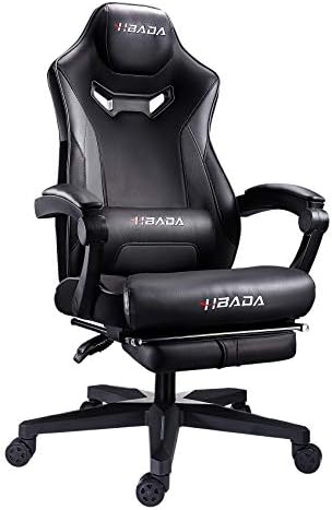 Hbada Gaming Chair Ergonomic Racing Chair Excessive-Again Pc Chair with Adjustable Top Linkage Armrests Headrest and Lumbar Assist E-Sports activities Swivel Chair Footrest, Gray