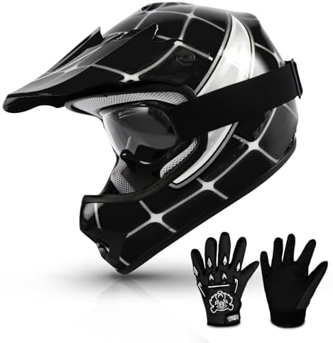 TCMT DOT Youth Kids Dirt Bike Helmet Youth Motocross Helmet Full Face ATV Four Wheeler Motorcycle BMX Helmet for Boys Girls, Off-Road Protective Gear with Goggles Gloves New TCMT DOT Youth Kids Dirt Bike Helmet Youth Motocross Helmet Full Face ATV Four Wheeler Motorcycle BMX Helmet for Boys Girls, Off-Road Protective Gear with Goggles Gloves New