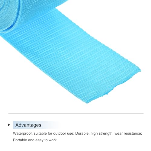 Image of MECCANIXITY Lightweight Polypropylene Webbing Strap 0.8 inch 10 Yard Backpack Strapping Band Sky Blue for Outdoor Luggage Cargo Straps
