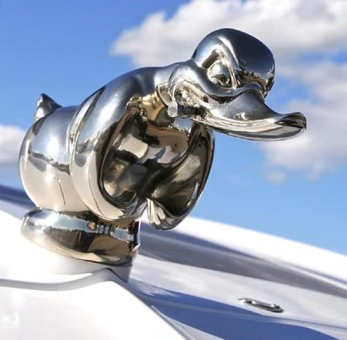 Chrome Angry Duck Hood Ornament – 3D Metal Car Bonnet Decoration, High-Gloss Electroplated Funny Duck Emblem for Cars, Trucks, Hot Rods & Gifts(Silver)