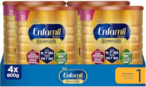Enfamil Pack x4 Complete 1 Leche infantil para lactantes de 0 a 6 meses de edad, fórmula para bebés recién nacidos, Pack de 4 x 800 gr