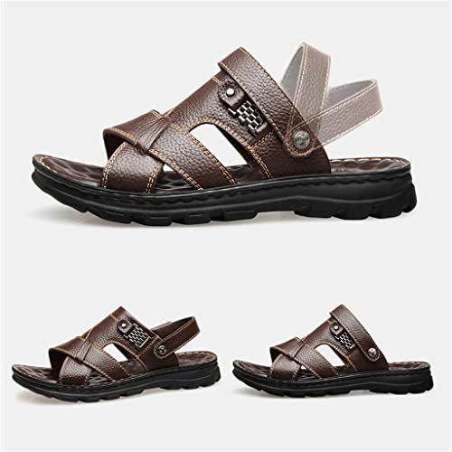 Men Sandals Men Casual Shoes Outdoor Men Leather Sandals for Men Beach Shoes Roman Shoes(D,43 Code)2