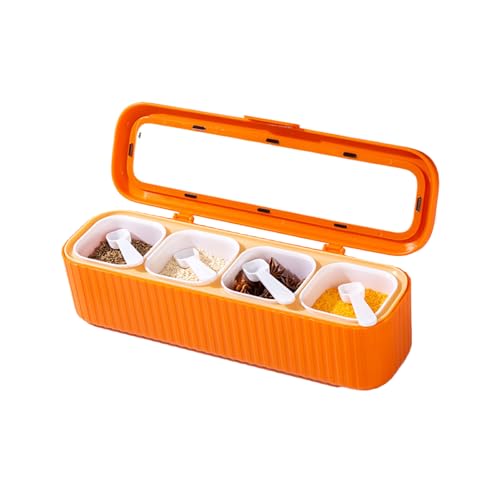 IEEDFJKK Nordischer Gewürzkasten für die Küche, Gewürz und Gewürzaufbewahrung, Gewürzkasten, Aufbewahrung, Gewürzkasten, komplettes Set aus ABS, Orange Rot
