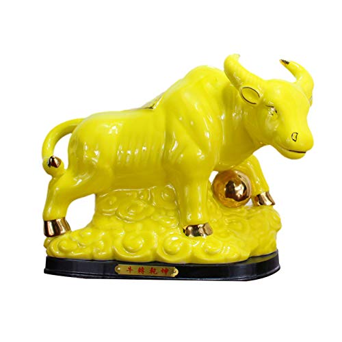 zunruishop Statuette de Bouddha Statue Figurine avec la Base, Céramique Vache Statue dans Farm Country Kitchen Bar Racks et Cadeaux Sculpture Animaux décoratifs for Les Agriculteurs/Jaune décoration