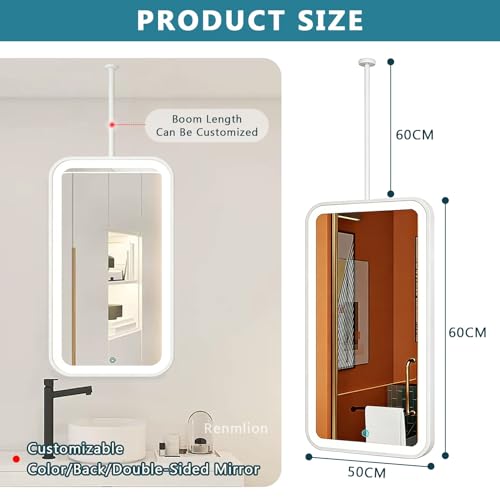 Miroir suspendu salle de bain à intensité variable contre le manque d'éclairage - 3