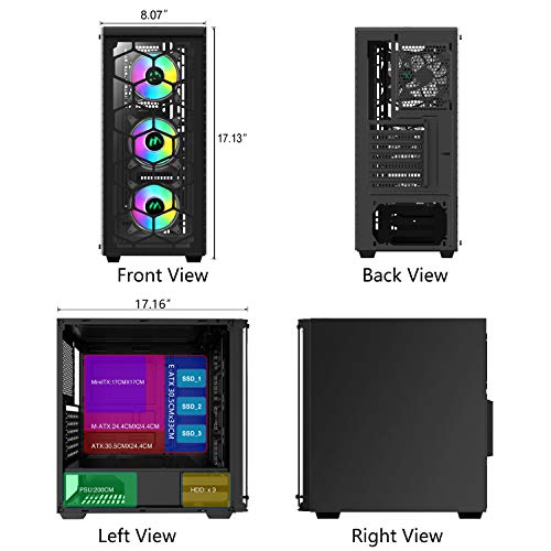image for MUSETEX Phantom Black ATX Mid-Tower Computer Gaming Case USB 3.0 Ports