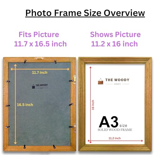 Image of A3 size Frame | Photo Frame for Wall Decoration | mini Photo Frame | Orange Wooden Frame for Wall | Unique & Stylish Wall Decor (A3, 11.7x16.5 inch, Orange)