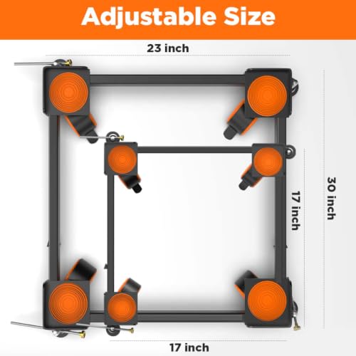 Image of ZOLMIX Washing Machine Stand Adjustable for 6kg, 6.5kg, 7kg, 8kg, 9 & 10kg | Top Load & Front Load Heavy Duty Fridge Stand for Dishwasher & Cooler | Anti Vibration Pads | 200kg Capacity | Black Orange