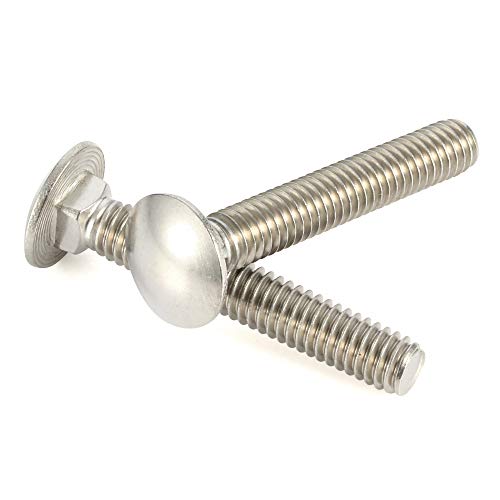 Image of 1 /2-13 x 5 Carriage Bolts, Stainless Steel 18-8 (304), Round Head, Square Neck, Fully Threaded, 5 PCS