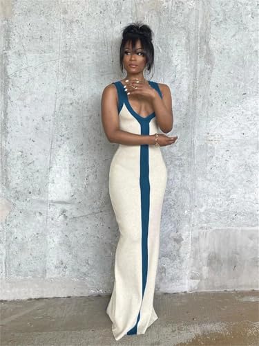 Women Ankle-Length Casual Ribbed Knit Dress Bodycon Slim Robe Dancing Party Vestido Long Skirt3