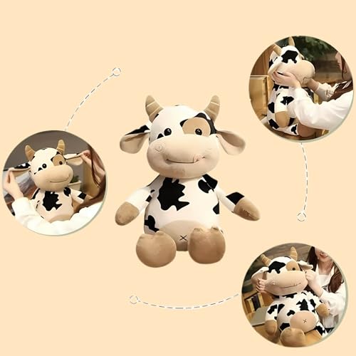 Image of Fusked Flufies Cow Soft Toys for Kids - 25 cm Soft and Safe Kids Toys - Plush Cute Soft Toys for Baby Girl and Boys Birthday Gifts