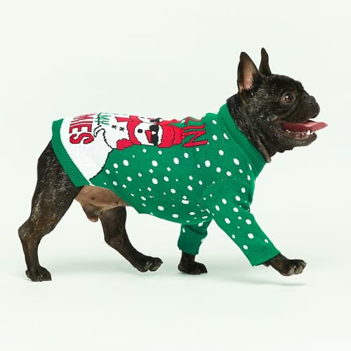 Image of Fitwarm Chillin with My Snowmies Dog Ugly Christmas Sweater, Winter Dog Clothes for Small Dogs Girl Boy, Pet Holiday Sweatshirt, Xmas Snowman Outfit, Green, Red, White, XS