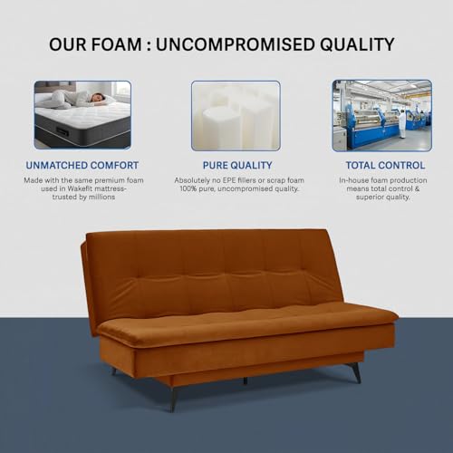 Image of Wakefit Flexia Sofa Cum Bed - Three Seater - Velvet Series Amber