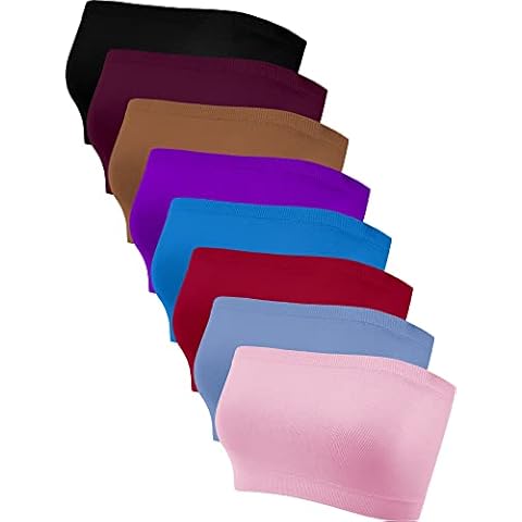 8-Pack Strapless Bandeau Tops for Women Cover