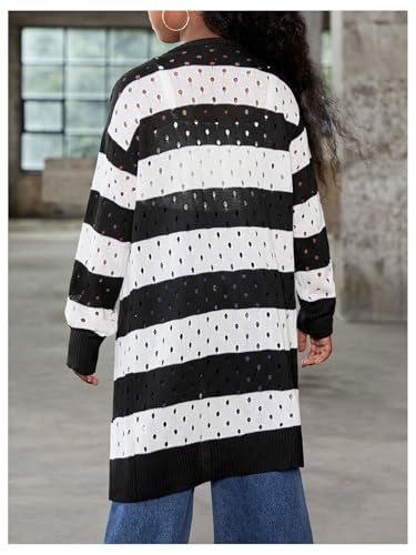 Floerns Girl's Striped Long Sleeve Cardigan Knitwear Kids Open Front Lightweight Sweater2