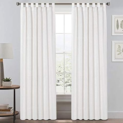 Natural Linen Curtains 84 Inches Long Tab Top Curtains for Living Room/Bedroom Elegant Casual Linen Textured Window Draperies, Light Filtering Privacy Added(1 Pair, 52" W x 84" L, Off White) Cover