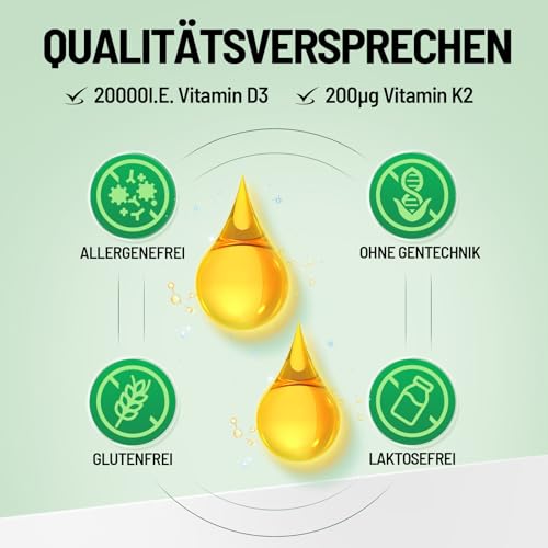 NaturElan Vitamin D3 K2 hochdosiert Tropfen - 20000I.E. + Vitamin K2 MK7 200 mcg pro Dosis, Vegetarische, Ohne Zusätze, Laborgeprüft - Zusatzansicht 4 | Tages Deals