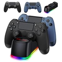 AROEVEIB 2 Pack Controller with Charger Dock for PS4 Wireless Game Controller, with LED Charging Dock Station, 2 USB Cable