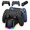 AROEVEIB 2 Pack Controller with Charger Dock for PS4 Wireless Game Controller, with LED Charging Dock Station, 2 USB Cable