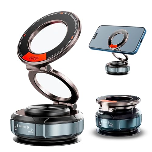 FYMCVMNB Soporte magnético de succión al vacío ajustable de 360°, soporte de teléfono de aleación de zinc 2025 para soporte de coche MagSafe para iPhone 16/15/14/13/12/Android, soportes de teléfono