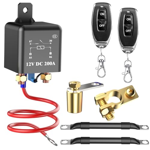 Top Post Remote Battery Disconnect Switch 12V, 200A Negative Battery Cut Off Switch Anti-Theft Kill Switch Kit Upgrade Prevent Battery Drain for Car Truck, RV Auto, Boat,Vehicle etc