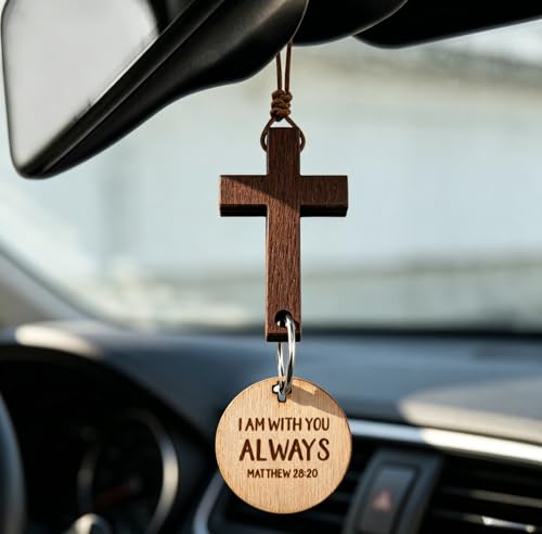 EoffIvan Christian Gifts For Men Cross For Car Mirror Hanging