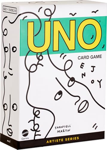Mattel Games UNO Artiste Shantell Martin Kartenspiel für Kinder, Erwachsene und Familiennacht, Sammeldeck mit Grafik und Kunst von Shantell Martin, Mehrfarbig