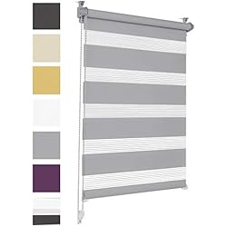 Estores Comedor Decoracion Sonello Estor Enrollable de Doble Capa Noche y Día 105cm x 210cm Gris, Klemmfix sin taladrar, Tejido, Fácil de Instalar sin Herramientas para Ventanas y Puertas, Proteccion Solar, Stores Noche y día
