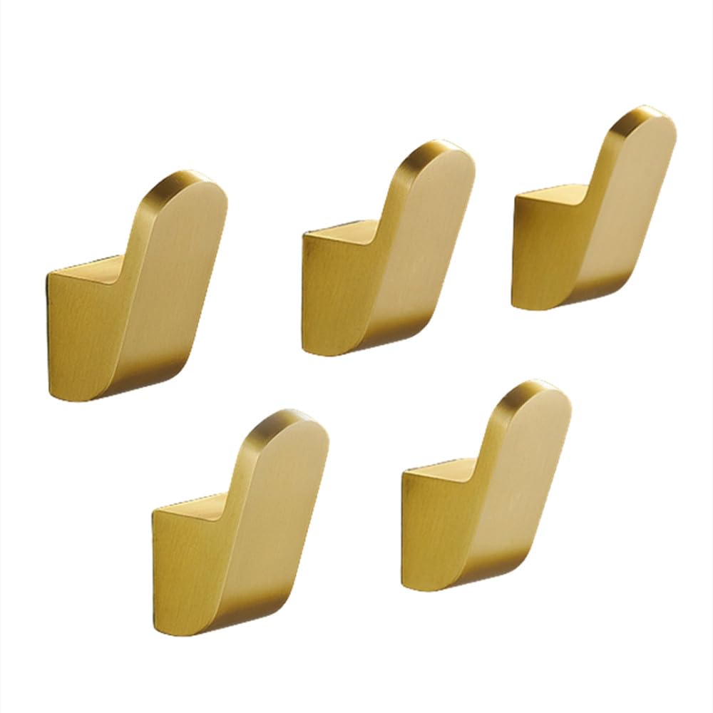 Crochets à serviettes dorés en aluminium antirouille pour salle de bain, lot de 5 pièces