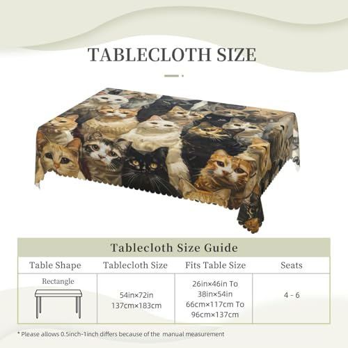 Nappe rectangulaire lavable motif chat pour masquer l'usure de votre table