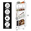 4 Tier Slim Storage Cart Mobile Shelving Unit Organizer Slide Out Storage Rolling Utility Cart Tower Rack for Kitchen Bathroom Laundry Narrow Places, Plastic & Stainless Steel, White - Image 4