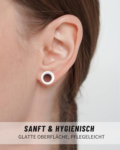 Longbeauty 2 Paare Extra Weiche Silikon Flesh Tunnel Plug Double Flared 3-25mm (Stil A, 10MM)