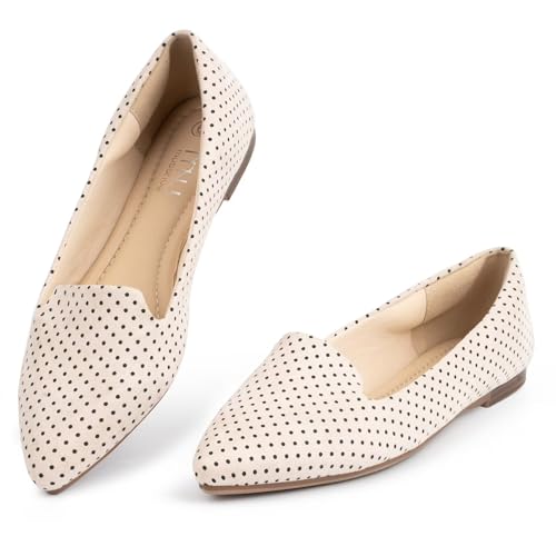 MUSSHOE Flat Shoes Women Comfortable Slip on Women's Flats Beige