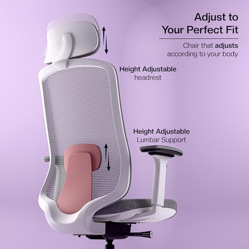 Image of Green Soul Cosmos Pro Premium Office Chair | High Back | Mesh Ergonomic Home Office Desk Chair (Salmon Pink) | DIY Installation| 3 Years Warranty