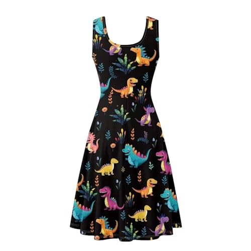 Image of Women Stylish Tank Dresses Sleeveless Round Neck Midi Casual Dress with Pocket for Summer