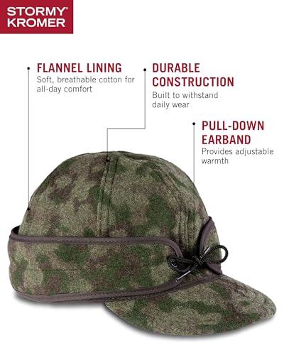 Image of Stormy Kromer The Original Cap, Wool Blend Hat, Warm Winter Outdoor Cap with Flannel Lining, Earflaps, for Men and Women