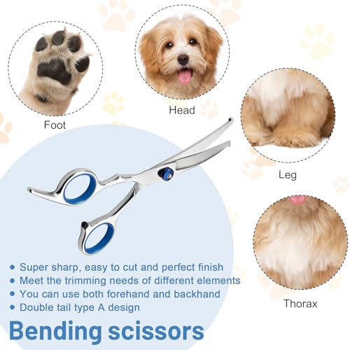 Hunde Scheren, Gebogene Schere Fellschere Für Hund und Katze Sicherheit Runde Spitze Grooming Schere, Edelstahl-Fellschere für Hunde und Katzen