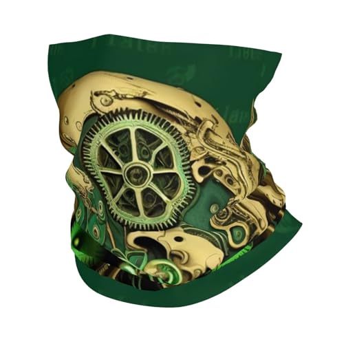 Pasamontañas Steampunk calavera engranajes verde oro para motocicleta ciclismo y actividades al aire libre miniatura 1