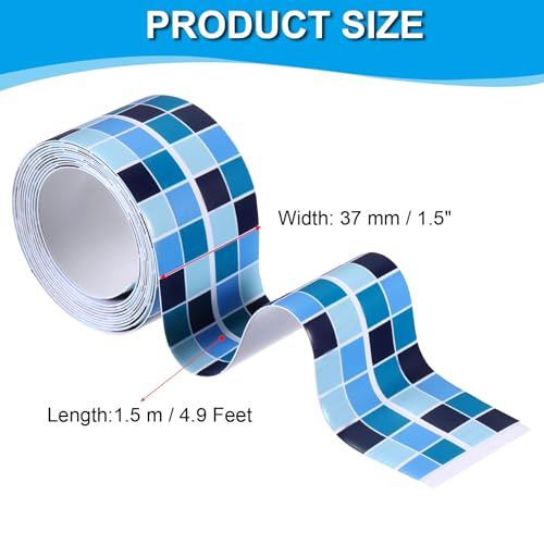 Image of PATIKIL Caulk Tape 1.5 inch x 5 Ft, Self Adhesive Sealing Tape Waterproof Toilet Tub Caulk Sealant Strip Sealing Trim for Kitchen Bathroom Toilet Bathtub Sink Countertop, Dark Blue