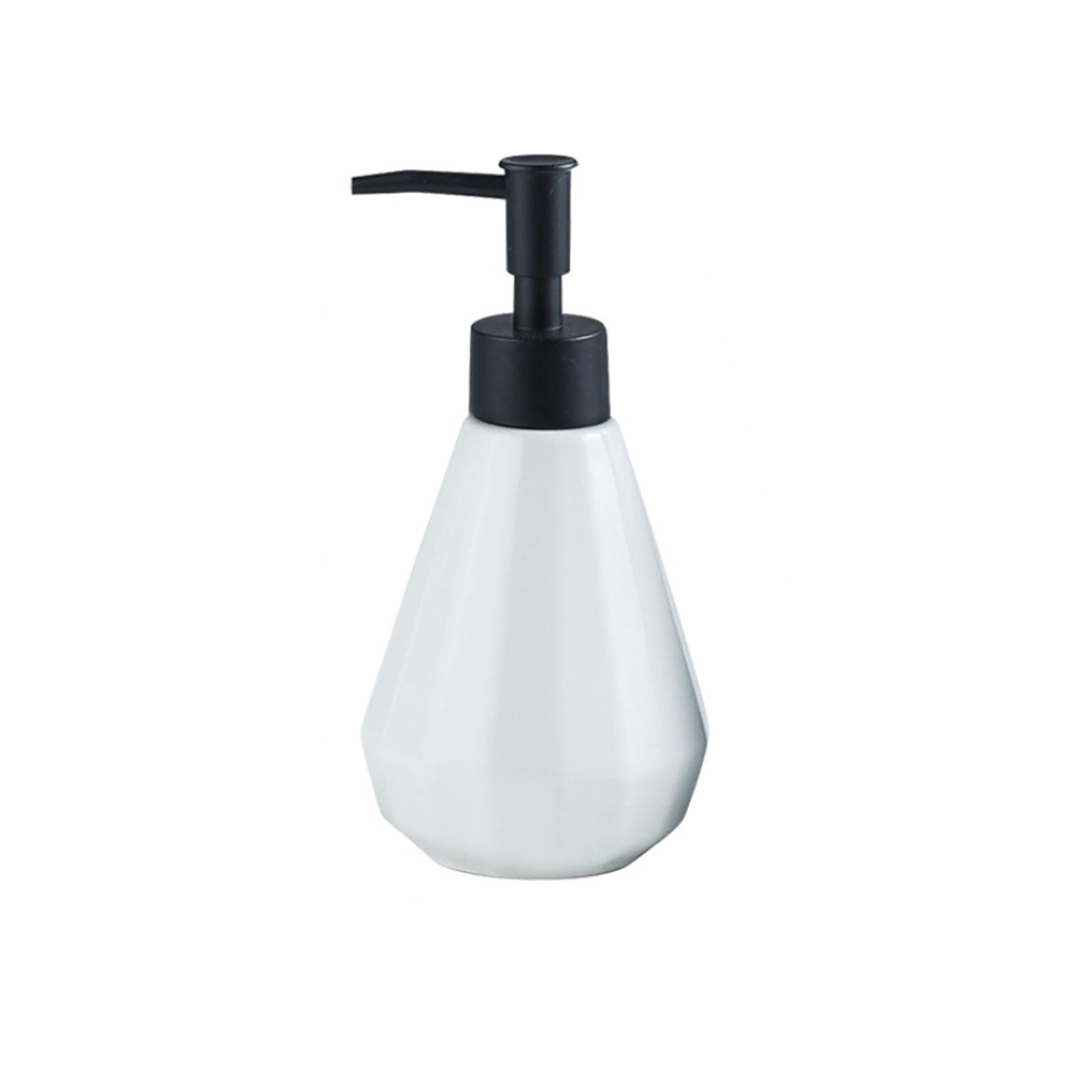 8.4oz Ceramic Hand Soap Dispenser Conical Shape, Glossy Mirror Glaze, Retro Metal Pump, Countertop Lotion(Wei�)