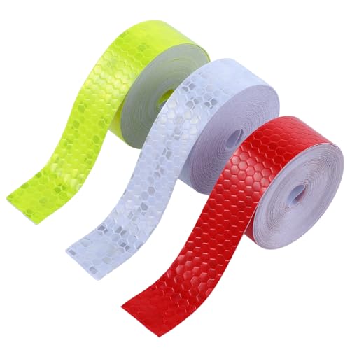 TIESOME Reflektorband Selbstklebend 3 Rollen/5 m Neon Klebeband 2 cm Warning Tape Reflektor Aufkleber Reflektierendes Klebeband Starke Reflektion Reflektor Tape für Fahrzeuge Anhänger Fahrräder
