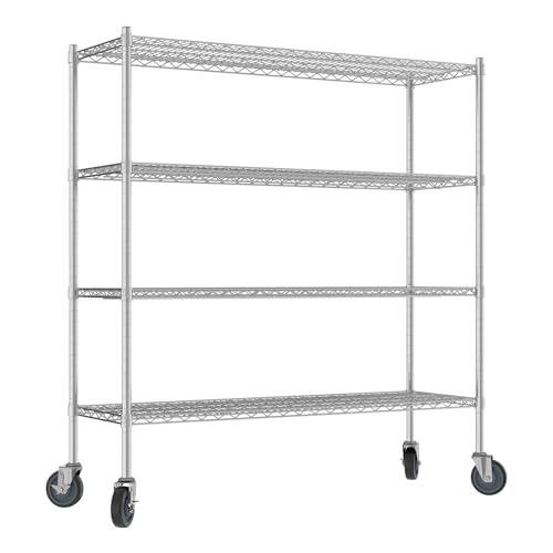 QUIET BOOK Commercial NSF Listed Chrome Mobile Wire Shelving Kit 18