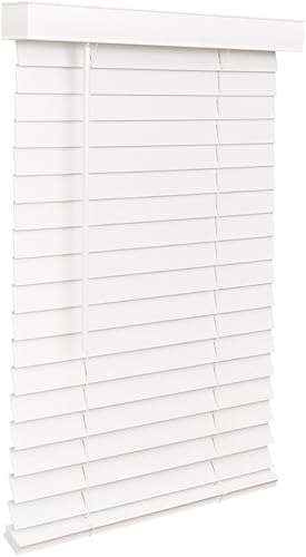 Lotus & Windoware Persiana de madera sintética de 2 pulgadas, sin cables, 11 pulgadas de ancho x 84 pulgadas de largo, suave, blanco nieve