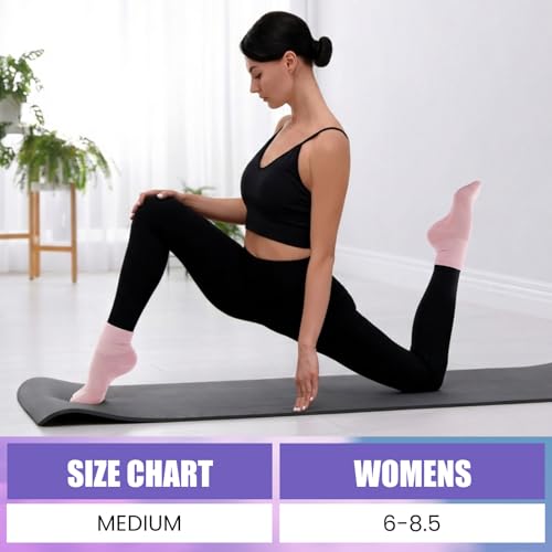 Image of Liitrsh 12 Pairs Pilates Socks with Grips for Women Non Slip Yoga Crew Socks for Dance, Barre, Hospital, Workout
