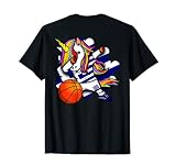 Dabbing Einhorn Griechenland Basketball Liebhaber Trikot Griechische Flagge T-Shirt