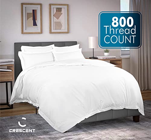 Crescent Textile 800 Thread Count 100% Pure Egyptian Cotton Luxurious Bedding Oxford Duvet Cover Set With Pillowcases (White, King: (230x220 + 5cm) + 2pcs Pillow (50x75 + 5cm)) - Image 7
