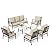 SUNSHINE VALLEY 6 Piece Metal Outdoor Patio Furniture Set, Patio Conversation Sets 1 3-Seater Sofa, 4 Fixed Chairs with 5.75" Thick Cushion and Coffee Table, Backyard Furniture Set for Deck, Beige