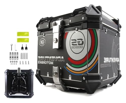 Baúl De Motocicleta, Caja De Equipaje Superior De Aleación De Aluminio, Cerradura De Seguridad Impermeable Ip68, Instalación Rápida De Accesorios De Motocicleta (Black 45L)